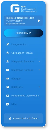 Menu lateral do software GF